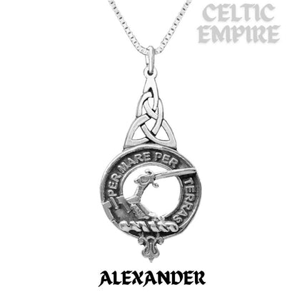 Alexander Family Clan Crest Interlace Drop Pendant