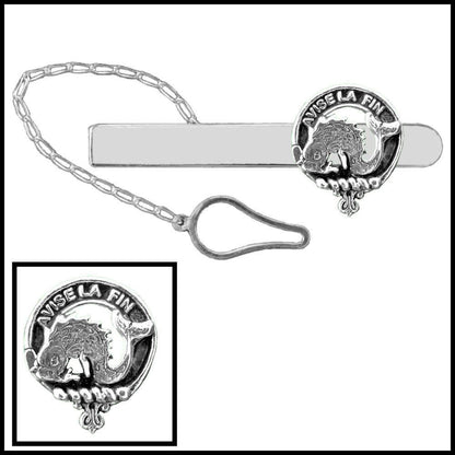 Kennedy Family Clan Crest Scottish Button Loop Tie Bar Sterling silver