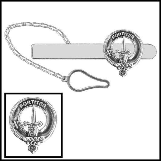 MacArthur Family Clan Crest Scottish Button Loop Tie Bar Sterling silver