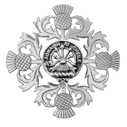 Cameron Family Clan Crest Scottish Four Thistle Brooch