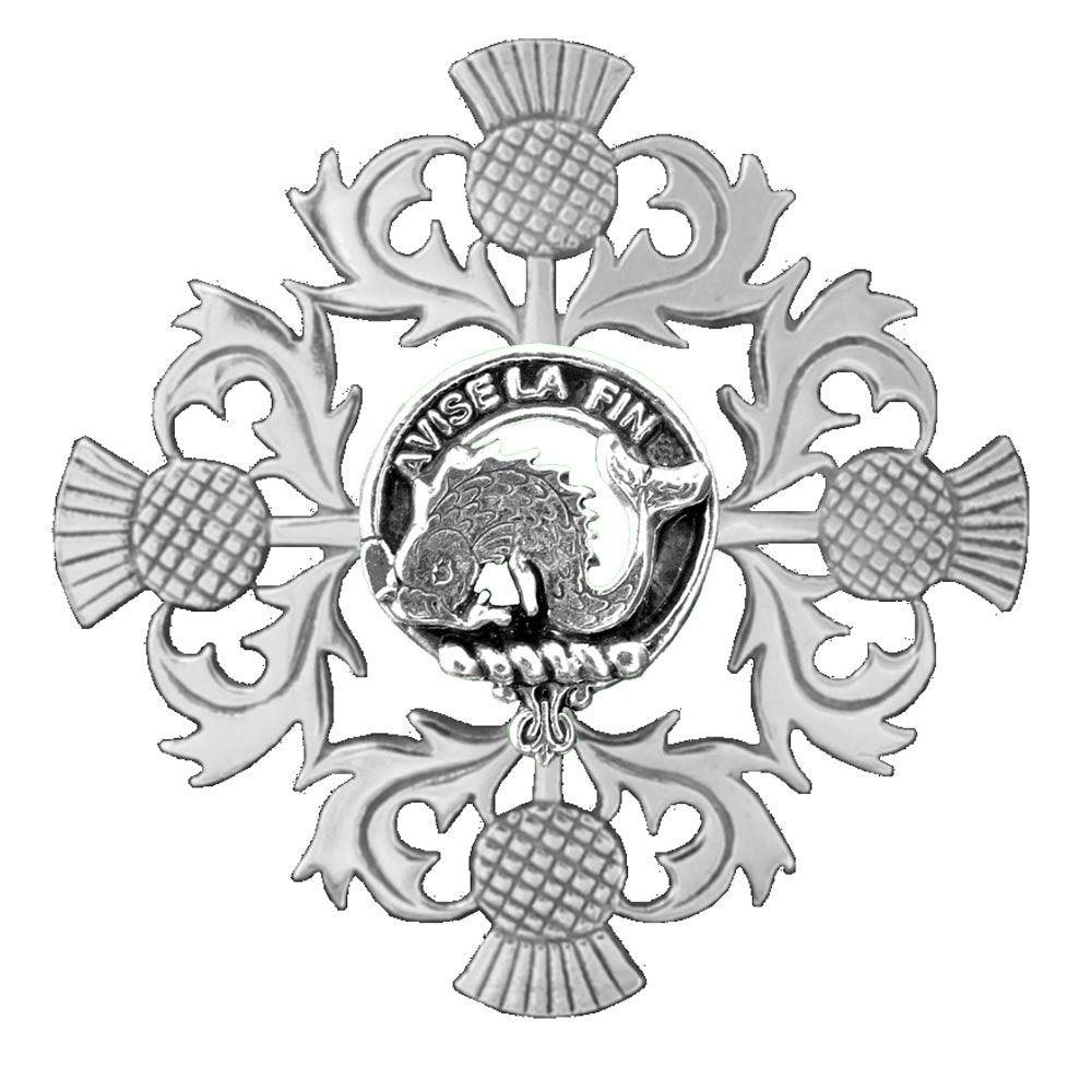 Kennedy Family Clan Crest Scottish Four Thistle Brooch