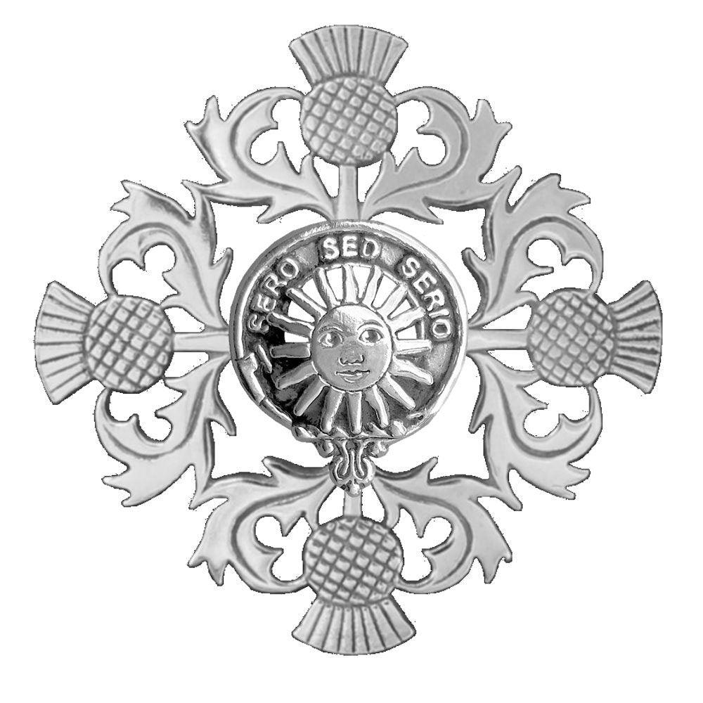 Kerr Family Clan Crest Scottish Four Thistle Brooch