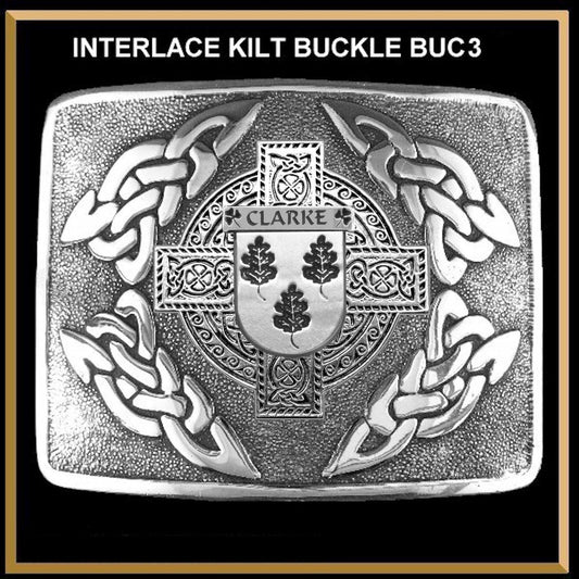 Clarke Coat of Arms Interlace Kilt Buckle