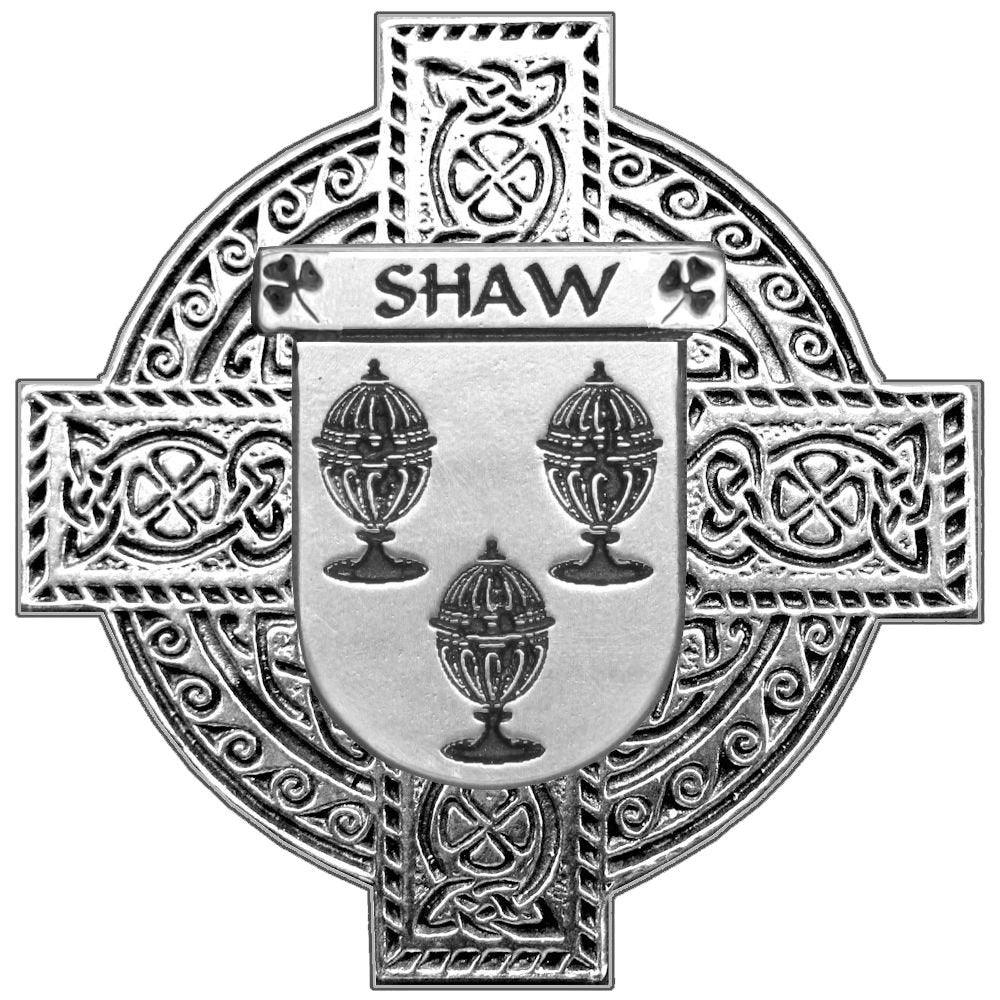 Shaw Irish Coat of Arms Celtic Cross Badge