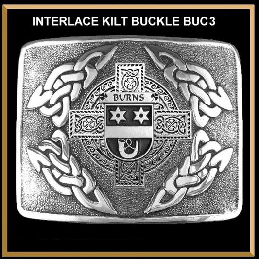 Burns Family Clan Coat of Arms Interlace Kilt Buckle