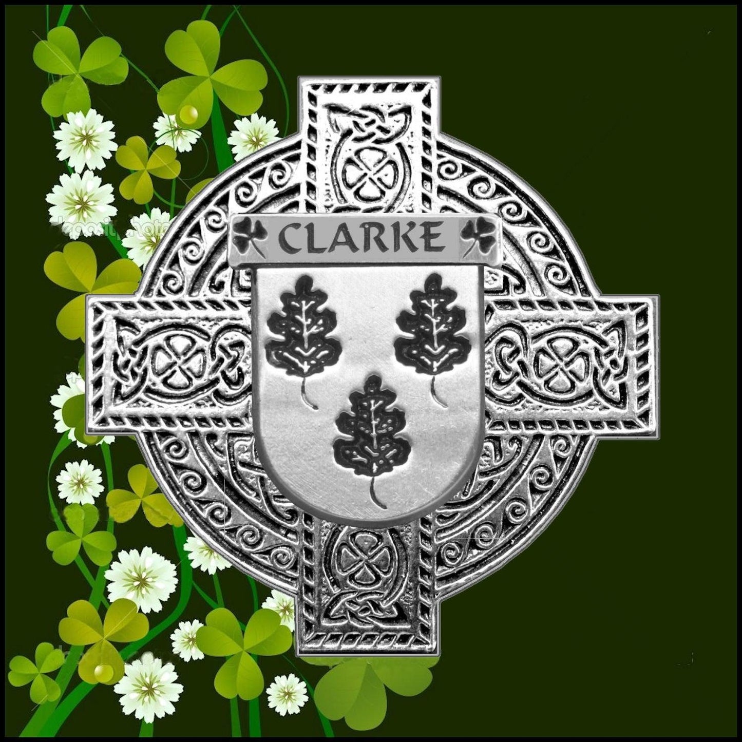 Clarke Coat of Arms Interlace Kilt Buckle IKBUC3