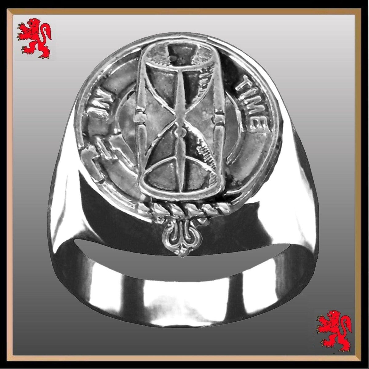Houstan Scottish Family Clan Crest Ring Sterling Silver and Karat Gold