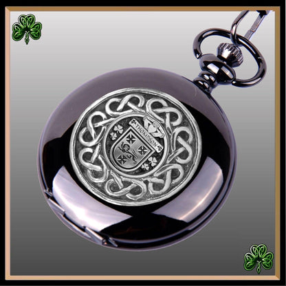 Thompson Irish Coat of Arms Black Pocket Watch