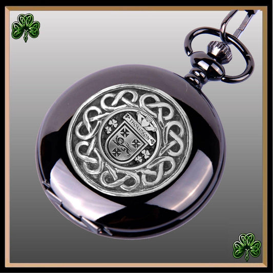 Thompson Irish Coat of Arms Black Pocket Watch