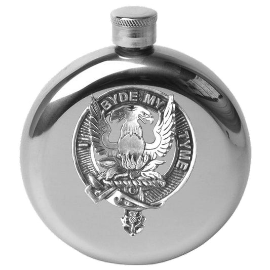 Campbell Loudoun Round Family Clan Crest Scottish Badge Flask 5oz