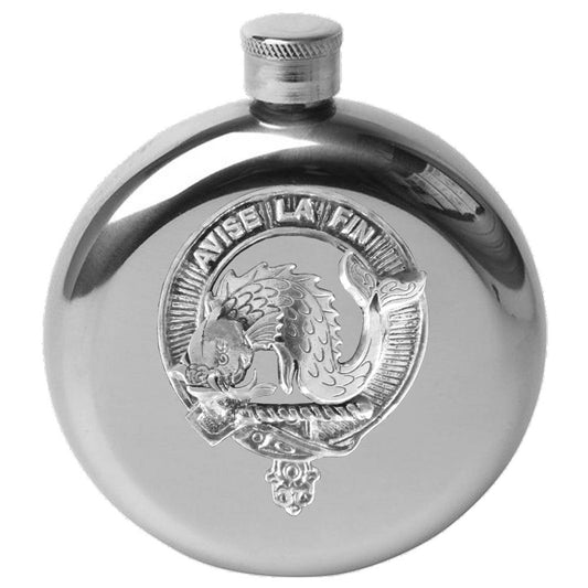 Kennedy 5oz Round Family Clan Crest Scottish Badge Flask