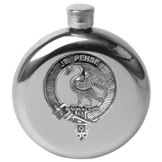 Wemyess 5 oz Round Family Clan Crest Scottish Badge Flask