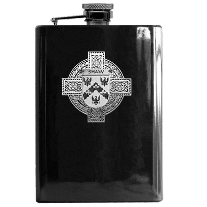 Shaw Irish Celtic Cross Badge 8 oz. Flask Green, Black or Stainless