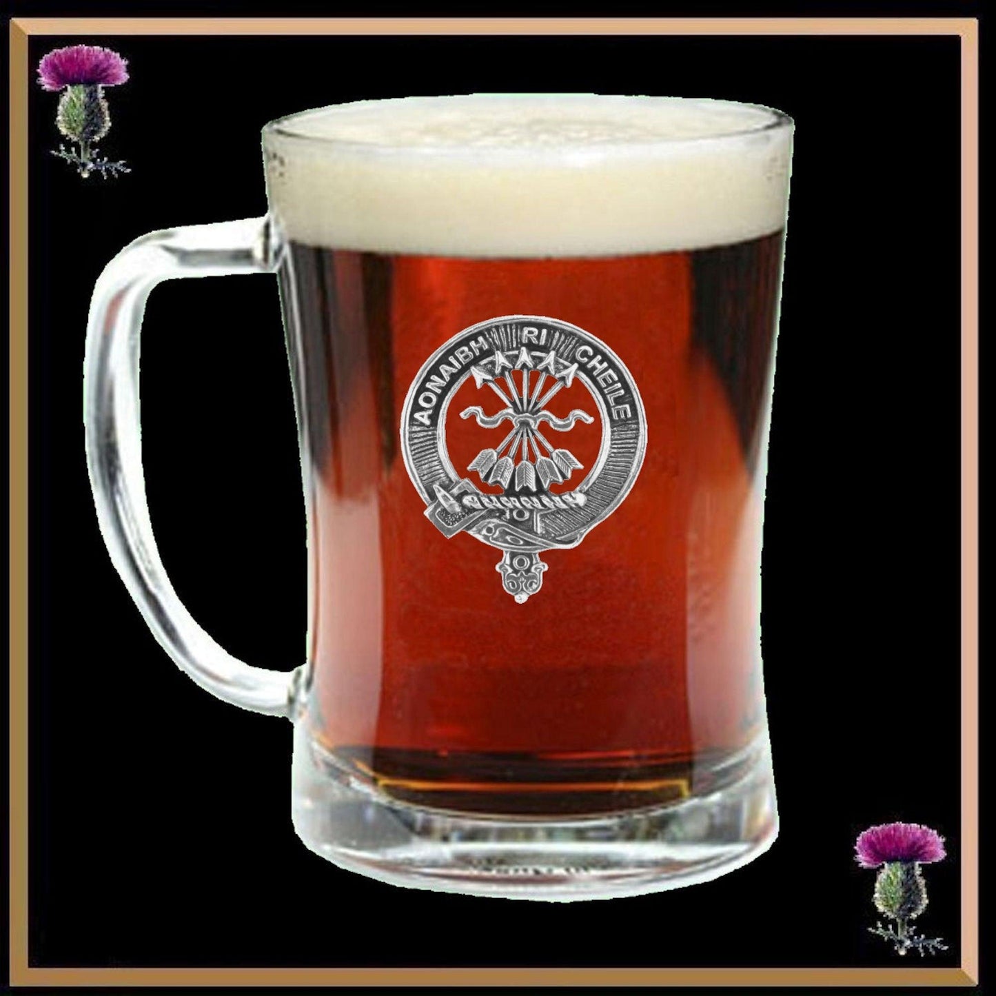 Cameron Family Clan Crest Badge Glass Beer Mug