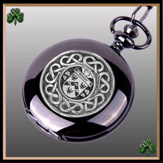 Shaw Irish Coat of Arms Black Pocket Watch