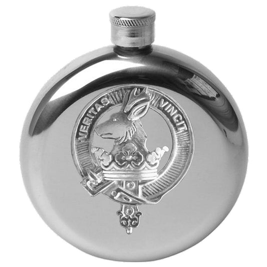 Keith 5oz Round Scottish Family Clan Crest Badge Stainless Steel Flask