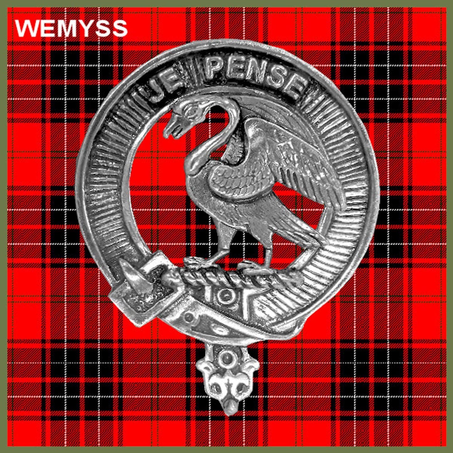 Wemyess 5 oz Round Family Clan Crest Scottish Badge Flask