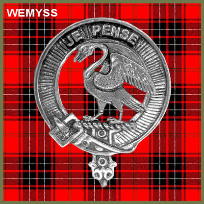 Wemyess 5 oz Round Family Clan Crest Scottish Badge Flask