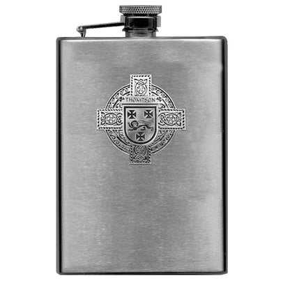 Thompson Irish Celtic Cross Badge 8 oz. Flask Green, Black or Stainless