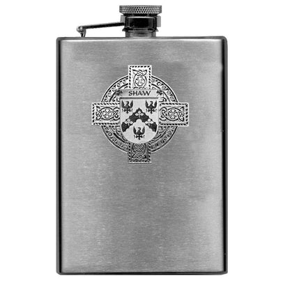 Shaw Irish Celtic Cross Badge 8 oz. Flask Green, Black or Stainless