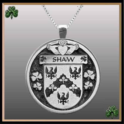 Shaw Irish Coat of Arms Disk Pendant, Irish