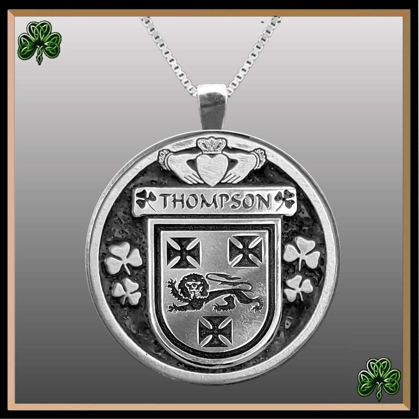 Thompson Irish Coat of Arms Disk Pendant, Irish