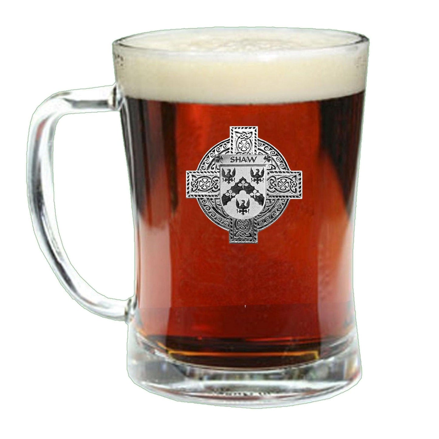 Shaw Irish Coat of Arms Badge Glass Beer Mug