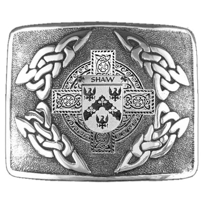 Shaw Irish Coat of Arms Interlace Kilt Buckle