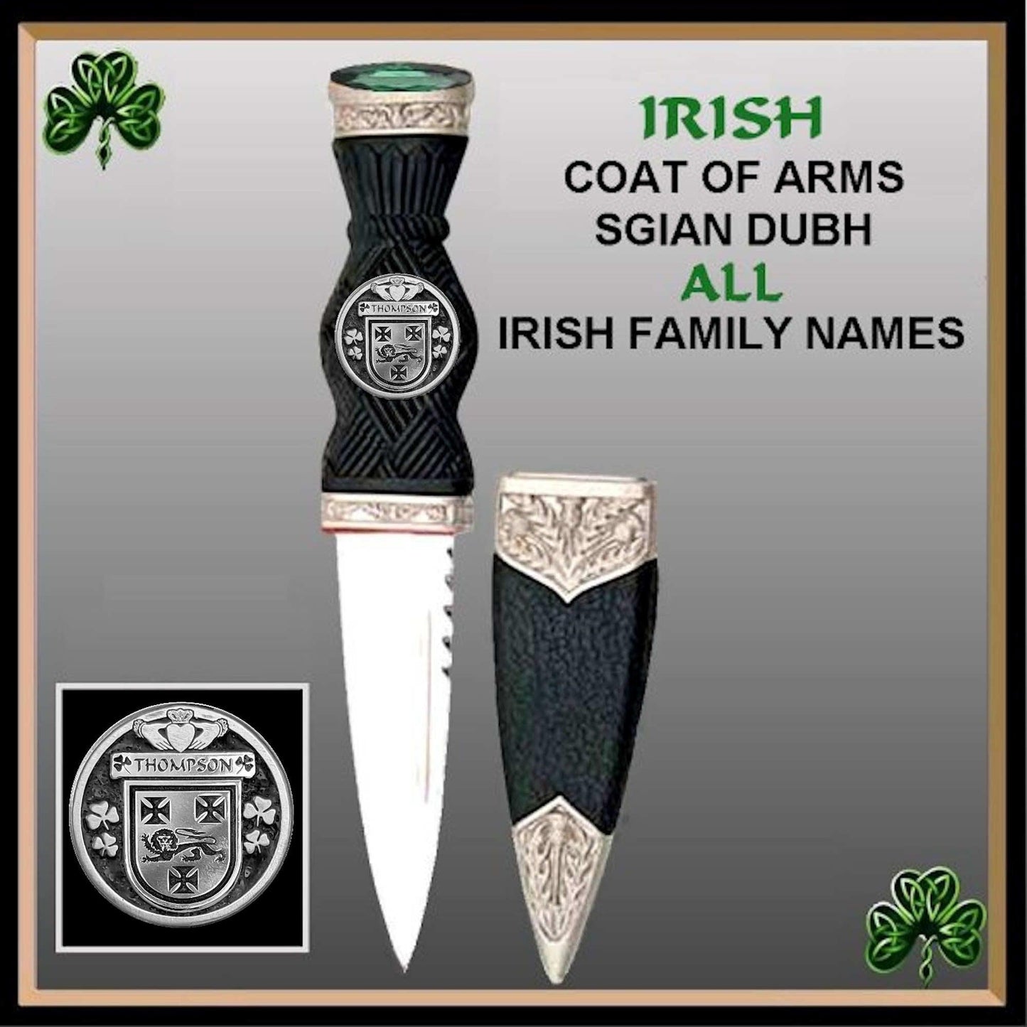 Thompson Irish Coat Of Arms Disk Sgian Dubh