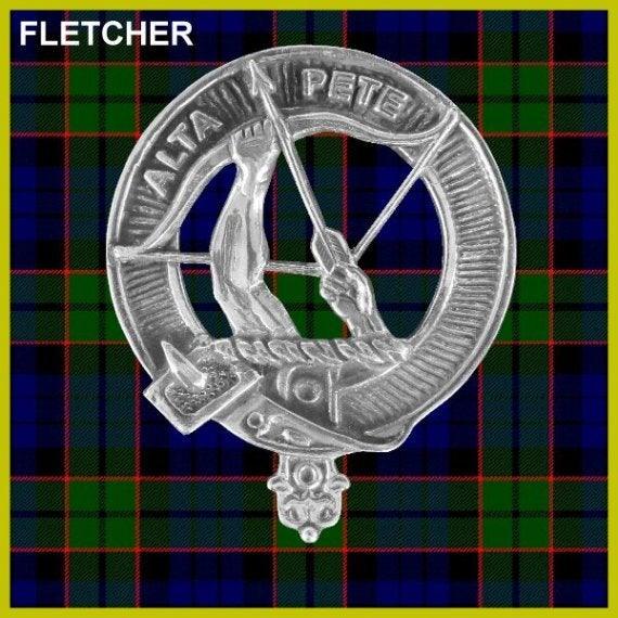 Fletcher  Arrow  Family Clan Crest Scottish Cap Badge