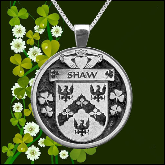 Shaw Irish Coat of Arms Disk Pendant, Irish