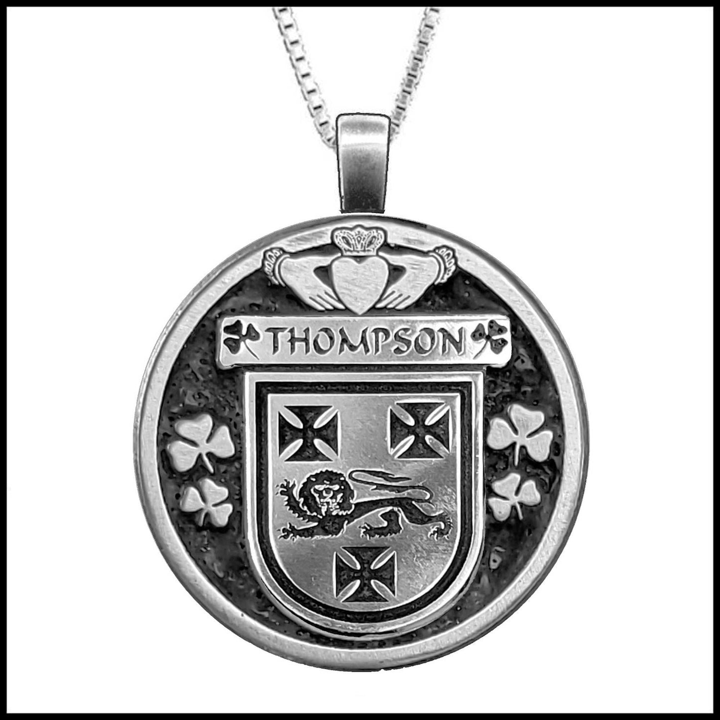 Thompson Irish Coat of Arms Disk Pendant, Irish