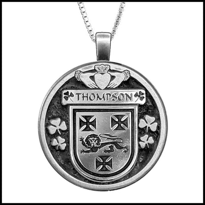 Thompson Irish Coat of Arms Disk Pendant, Irish