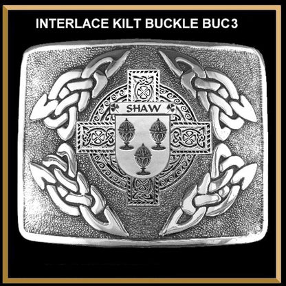 Shaw Irish Coat of Arms Interlace Kilt Buckle