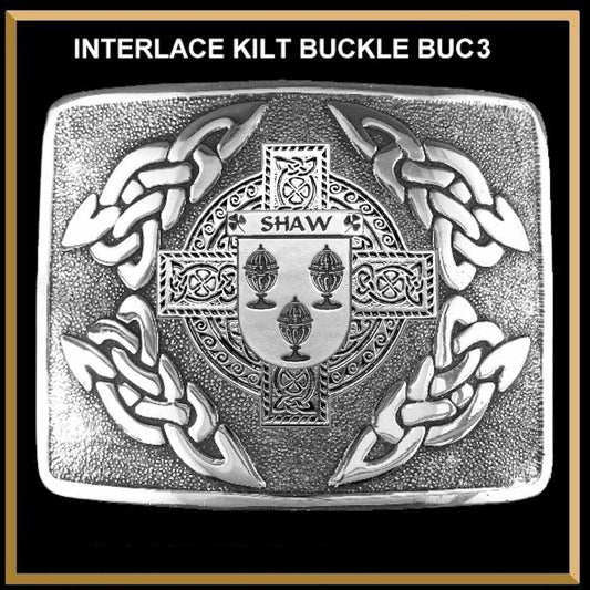 Shaw Irish Coat of Arms Interlace Kilt Buckle