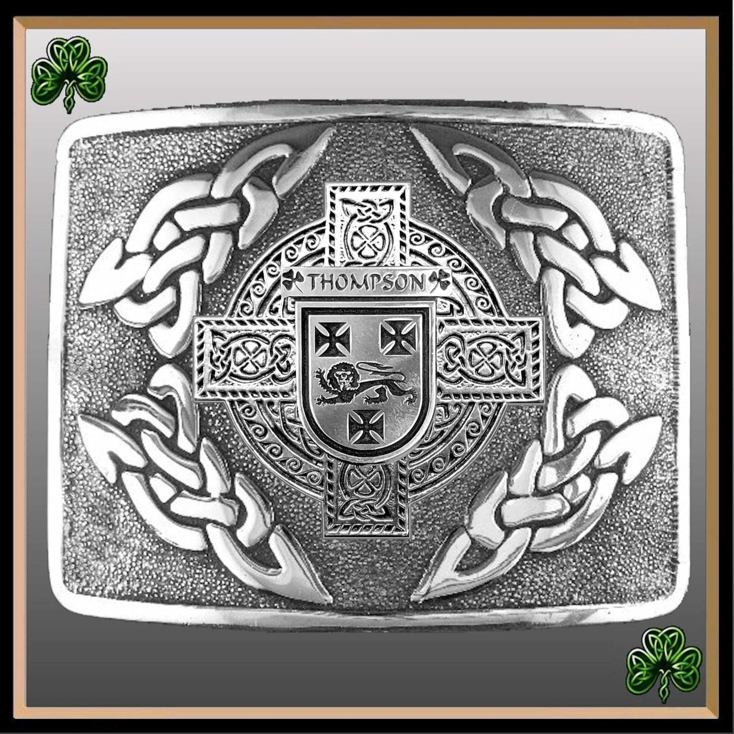Thompson Irish Coat of Arms Interlace Kilt Buckle