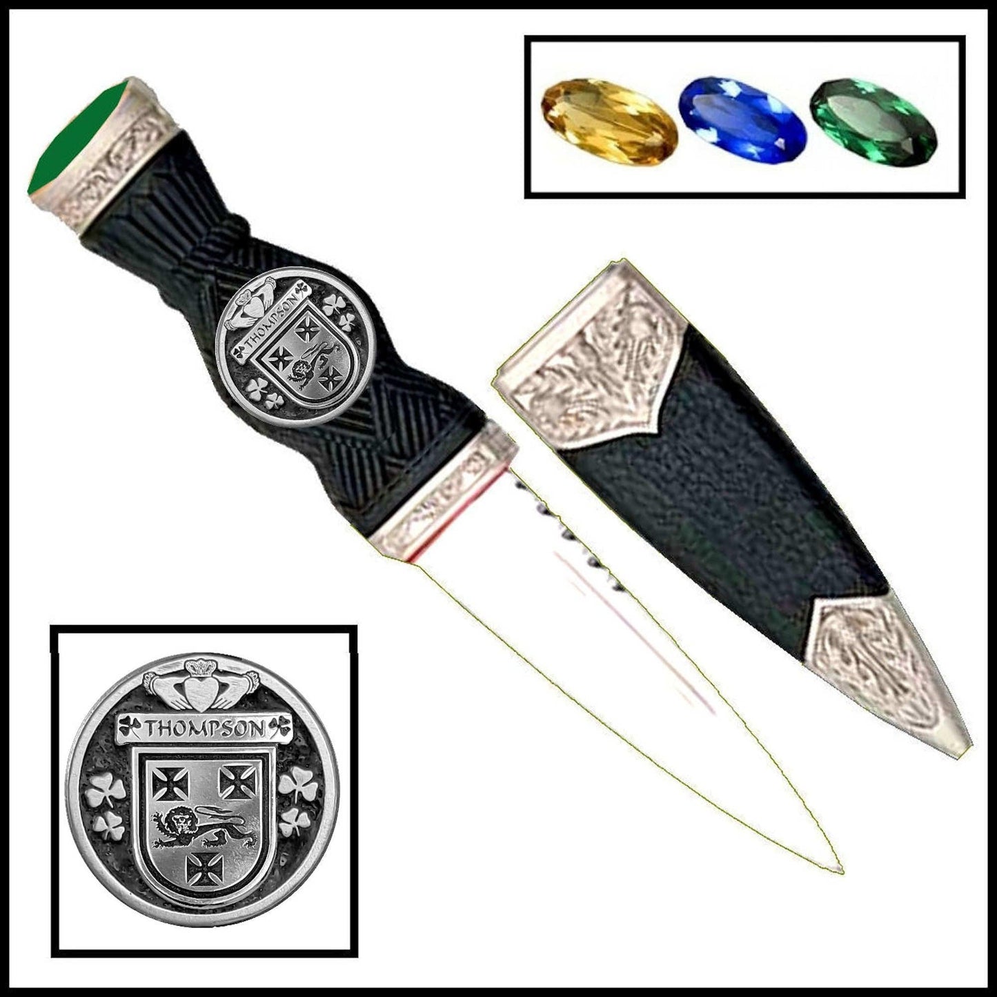 Thompson Irish Coat Of Arms Disk Sgian Dubh