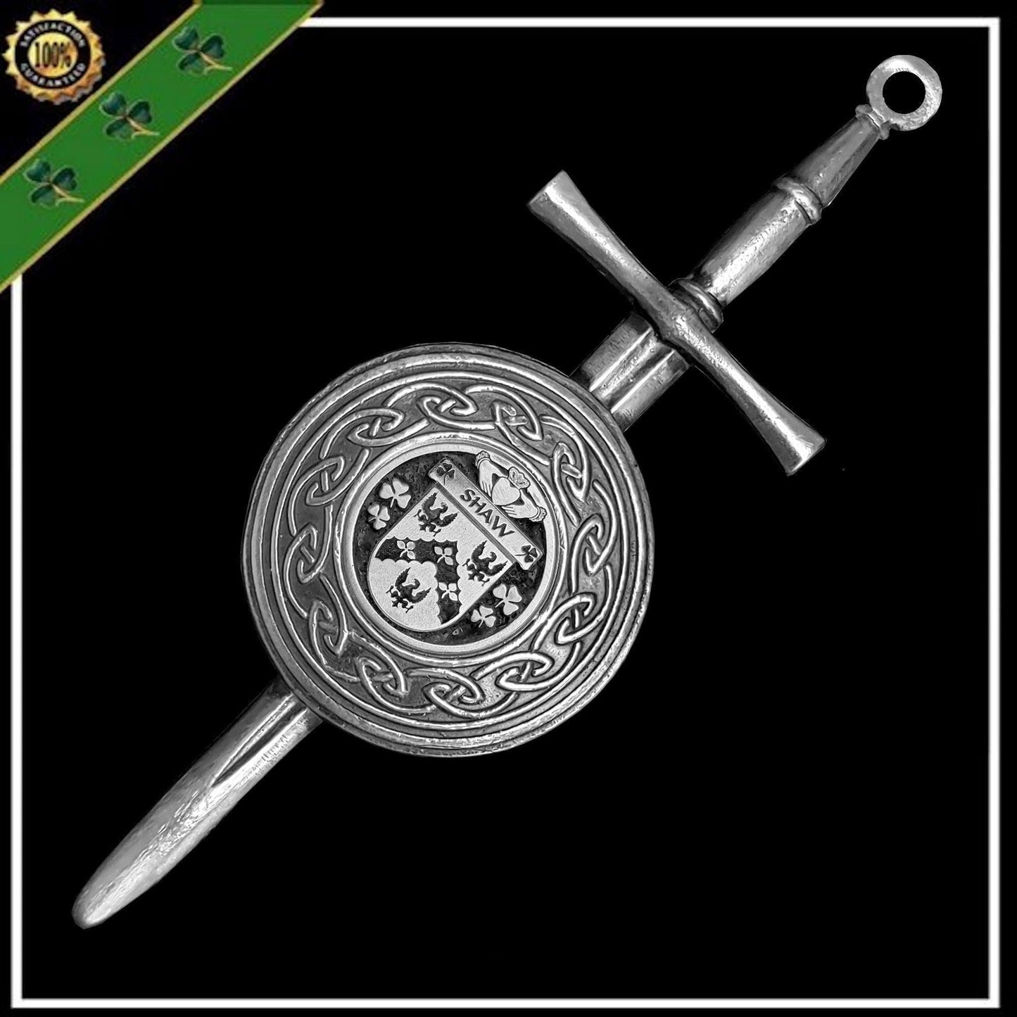 Shaw Irish Dirk Coat of Arms Shield Kilt Pin