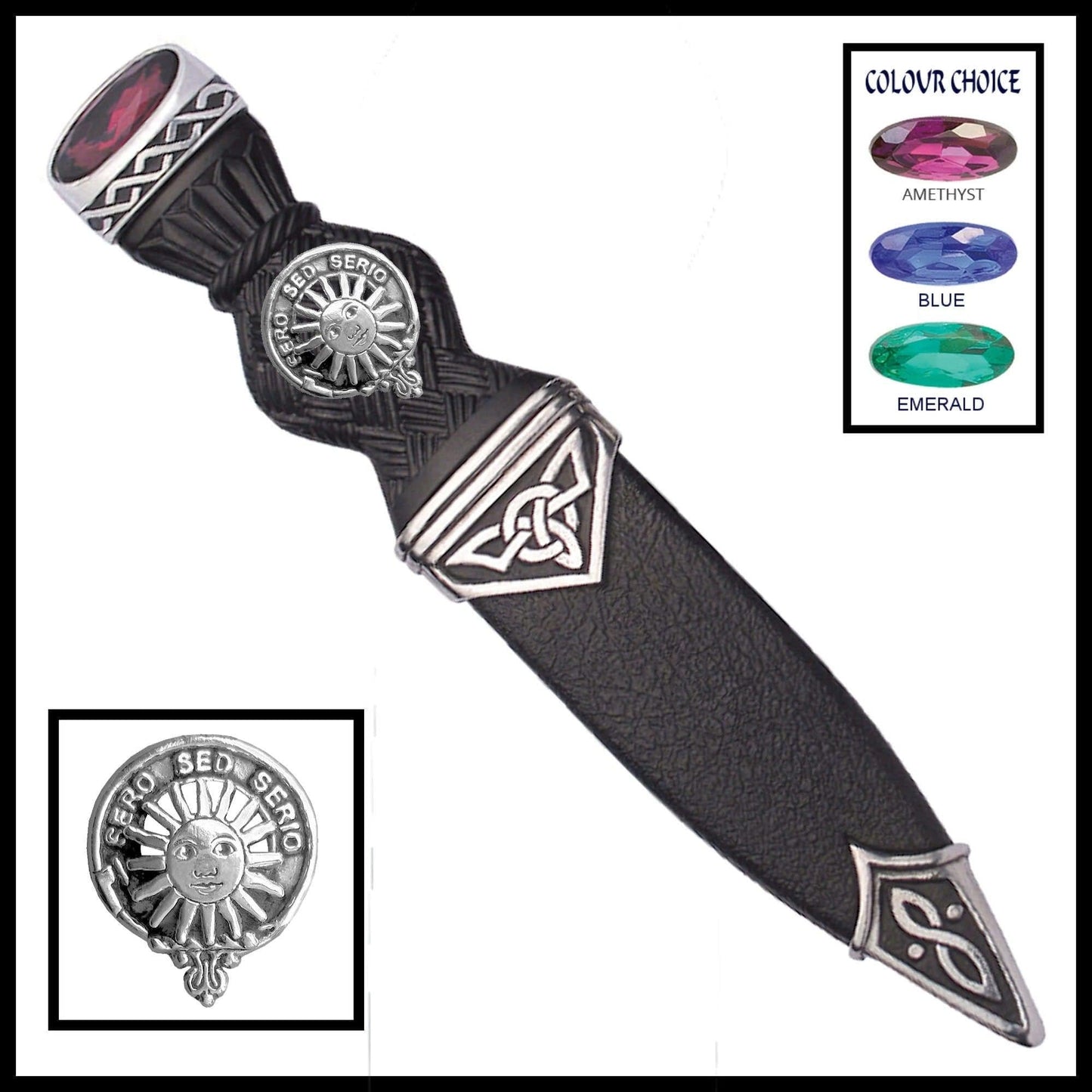 Kerr Interlace Family Clan Crest Sgian Dubh, Scottish Knife