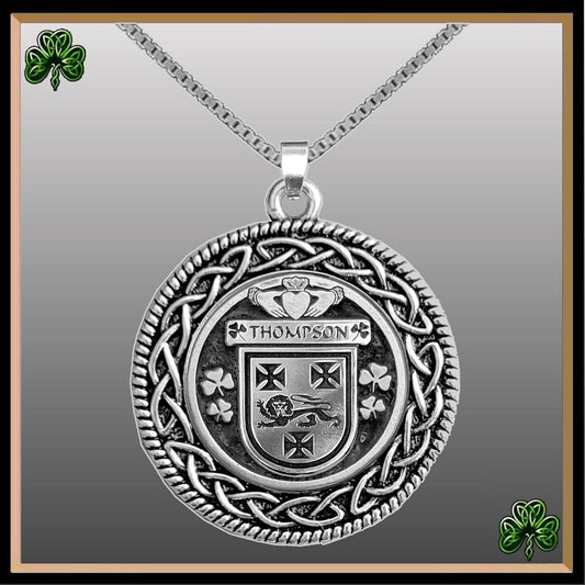 Thompson Irish Coat of Arms Celtic Interlace Disk Pendant