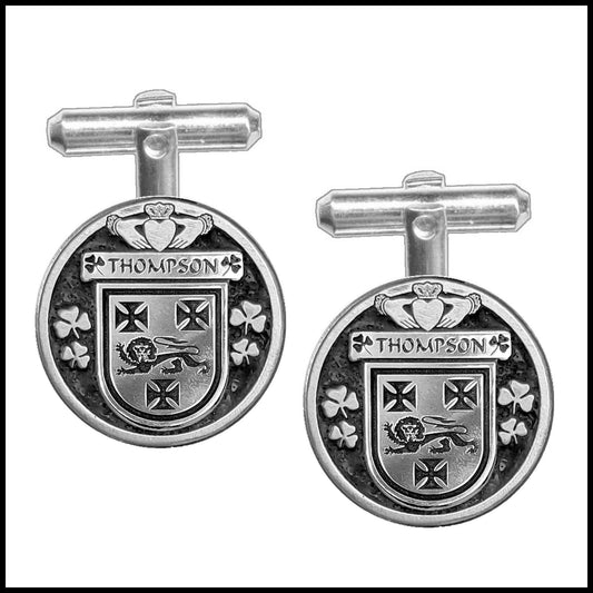 Thompson Irish Coat of Arms Disk Cufflinks