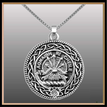 Cameron Clan Crest Celtic Interlace Disk Pendant, Scottish Family Crest  ~ CLP06