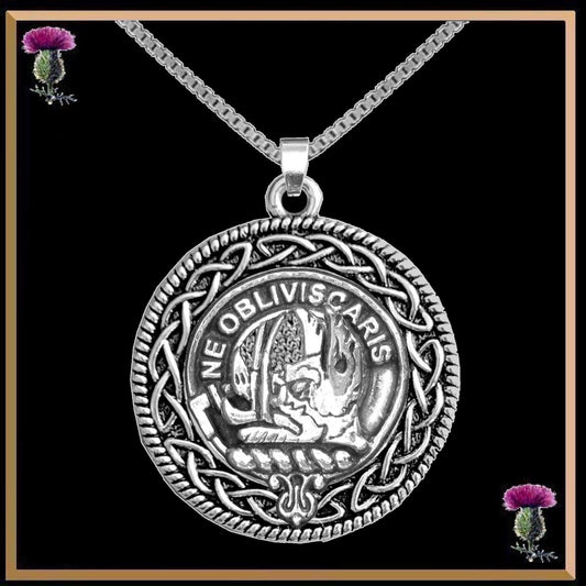 Campbell Argyll Clan Crest Celtic Interlace Disk Pendant, Scottish Family Crest  ~ CLP06