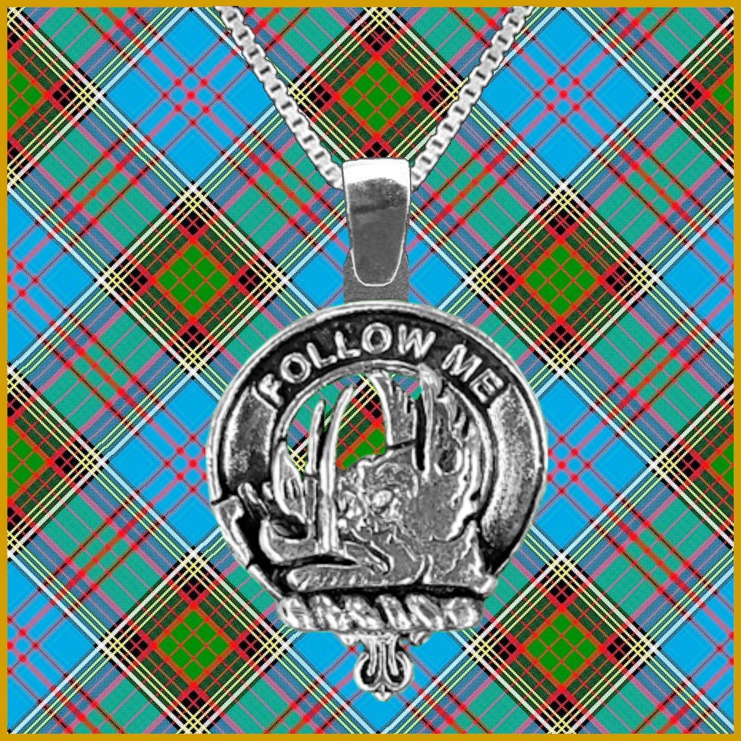 Campbell Breadalbane Large 1" Scottish Clan Crest Pendant - Sterling Silver