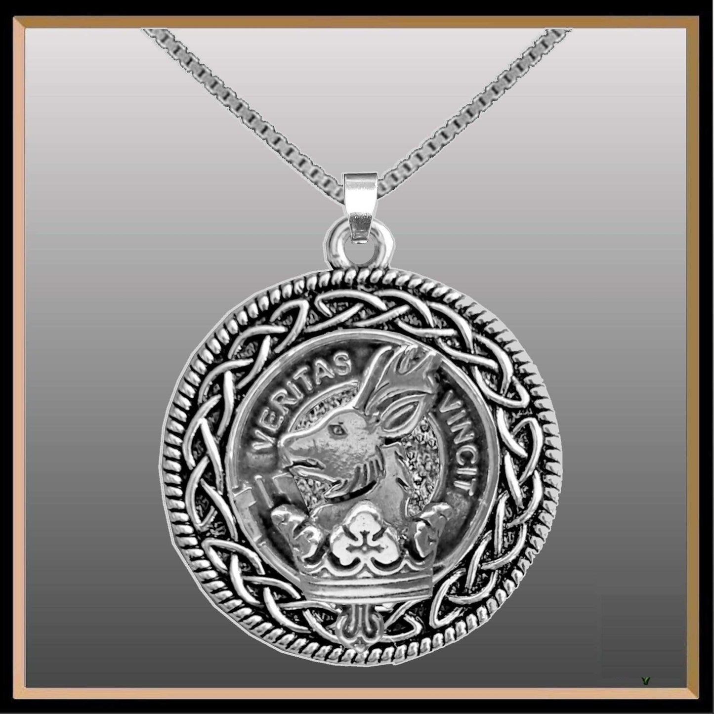 Keith Clan Crest Celtic Interlace Disk Pendant, Scottish Family Crest 