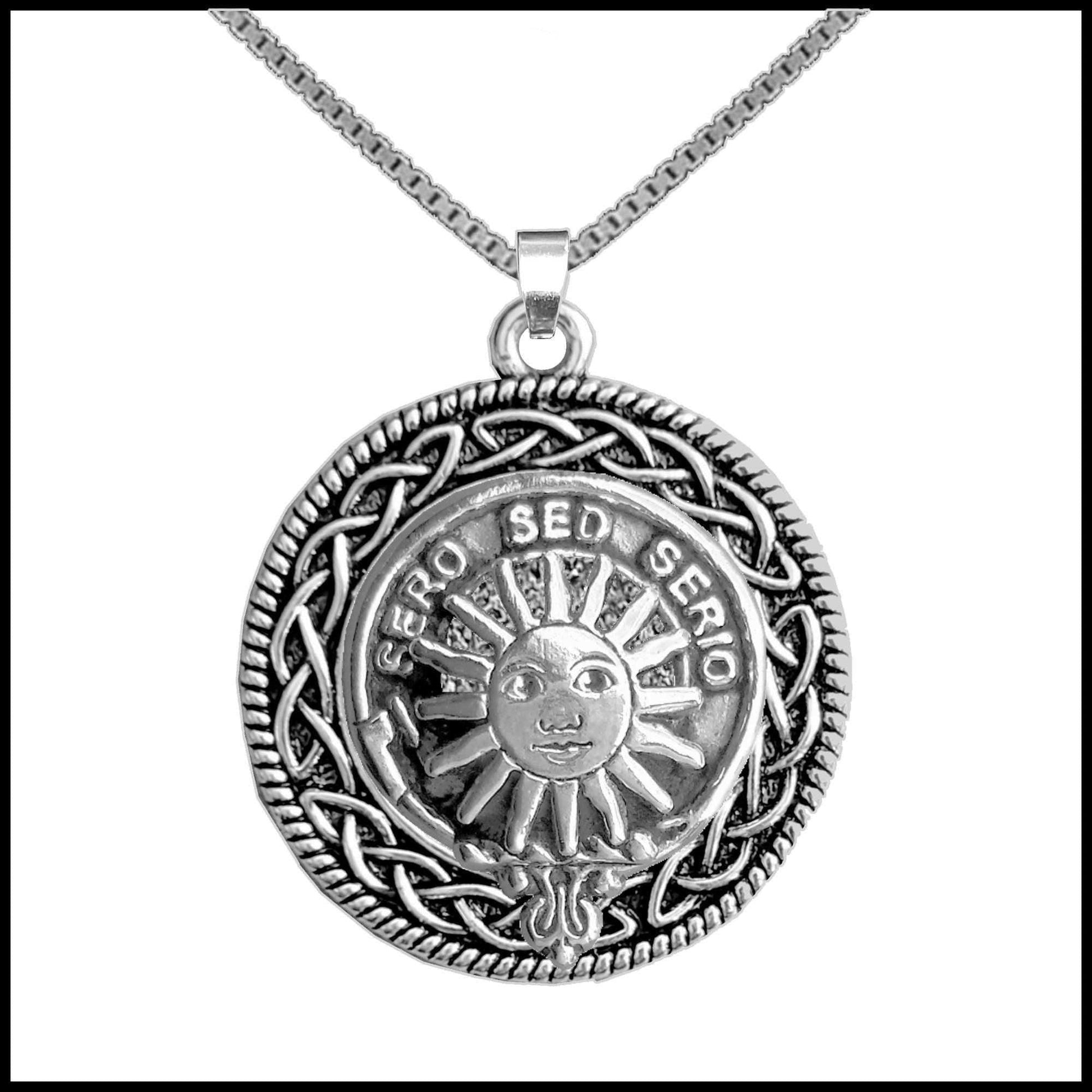 Kerr Clan Crest Celtic Interlace Disk Pendant, Scottish Family Crest 