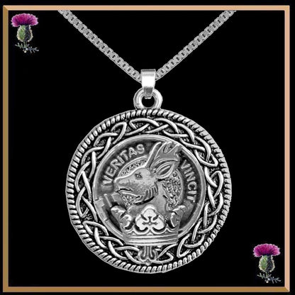 Keith Clan Crest Celtic Interlace Disk Pendant, Scottish Family Crest 