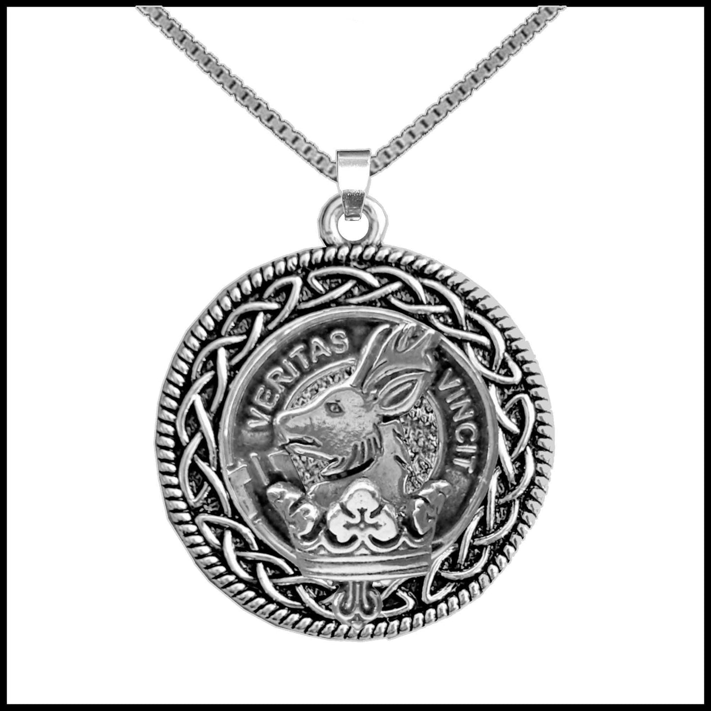 Keith Clan Crest Celtic Interlace Disk Pendant, Scottish Family Crest 