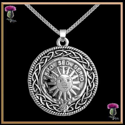 Kerr Clan Crest Celtic Interlace Disk Pendant, Scottish Family Crest 