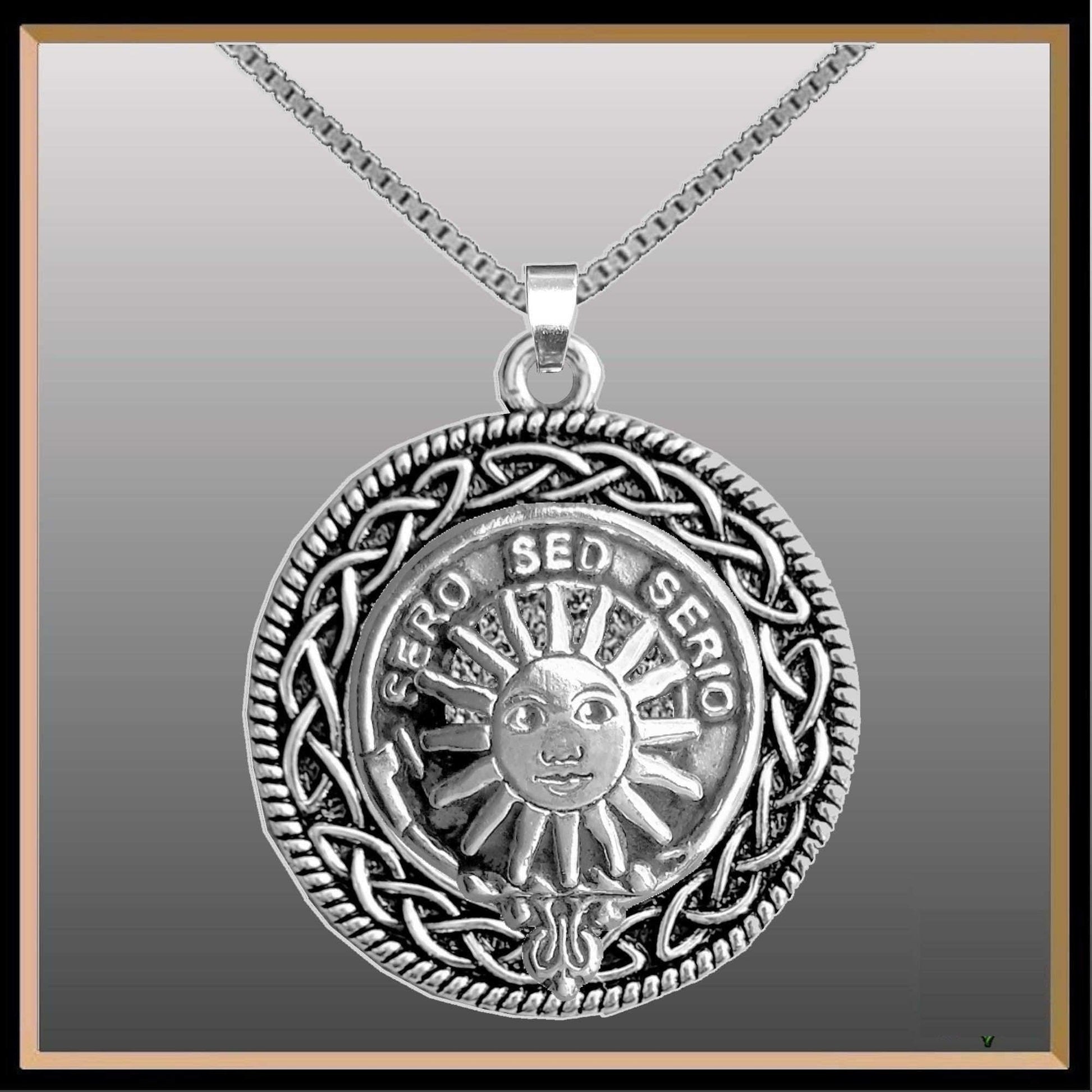 Kerr Clan Crest Celtic Interlace Disk Pendant, Scottish Family Crest 